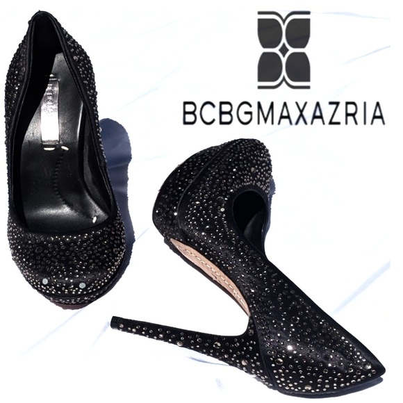 BCBGMaxAzria Shoes - BCBGMAXAZRIA BLACK HEELS WITH GOLD BLING